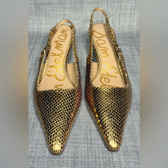 Sam Edelman Baker Slingback Heels Gold Size 9.5 - Picture 3 of 7